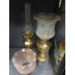 Two brass oil lamps