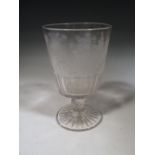A mid-19th Century goblet, engraved with roses and thistles