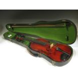 A cased violin and bow by Louis Ramus