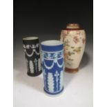Poole pottery bowl, Satsuma vases, Wedgwood spill vases etc