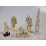 Four Japanese Okimonos and a Chinese figure (5)