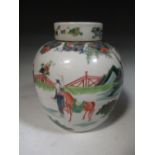 A 19th century Chinese famille verte ginger jar and cover