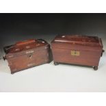 A Victorian rosewood tea caddy and another (2)