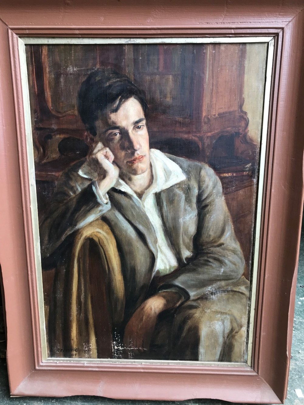 Krekovik (20th Century), Portrait of a young man, seated, oil on canvas, signed, dated 1924, 80 x