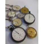 Two stopwatches for rowing by Heuer and a further four rowing stopwatches, together with a