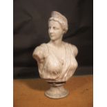 A crackle glazed bust of Diana or Athene after the Antique, 88cm high