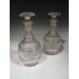 A pair of small Regency cut glass decanters with mushroom stoppers (2)