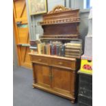 A 19th century Spanish walnut dresser with rouge marble, a galleried back, with drawers and