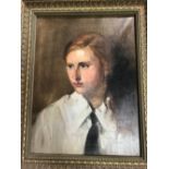 Scottish School early 20th century, study of a girl, bust length, oil on canvas with stamp verso for