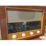 A Bush radio in a walnut and maple case