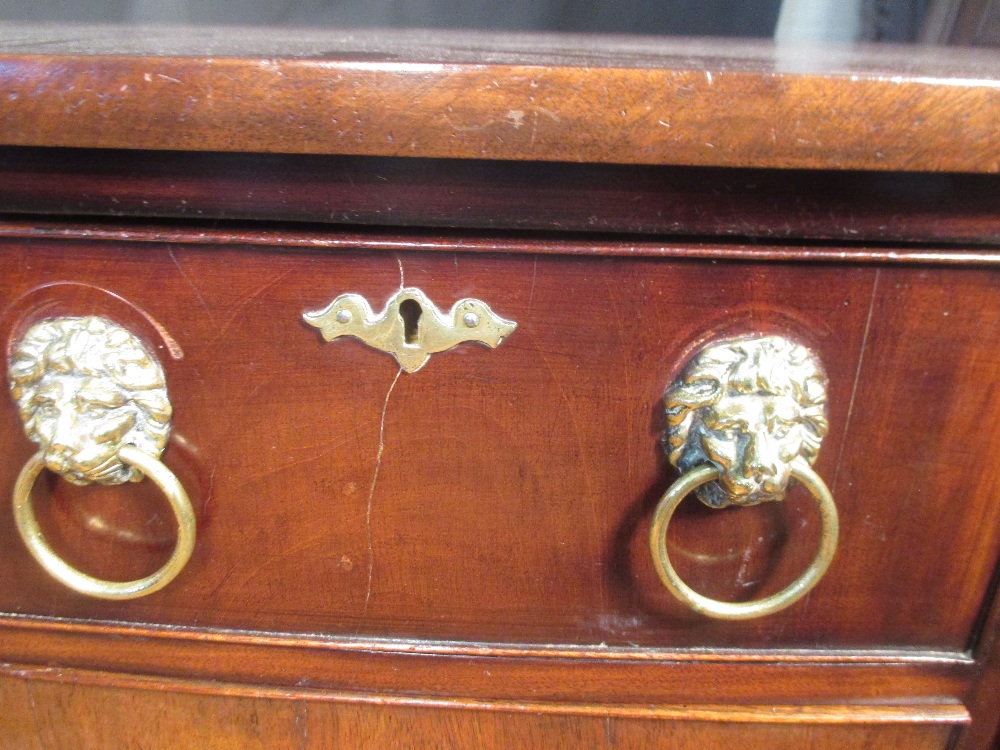 A small Regency style mahogany bow front sideboard with brass lion mask and ring handles, on - Image 3 of 4
