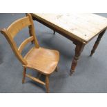 A pine table 120cm x 80cm and four chairs (5)