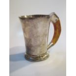 A Hukin & Heath silver mug with tusk handle, c.1930-40s