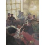Ian Mckenzie (British, 20th century) 'The Card School', pastel, signed lower right, 50 x 42cm