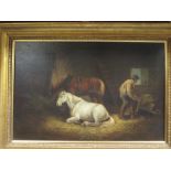 After George Morland (British, 1763-1804), 'Feeding Time', oil on canvas, inscribed to the
