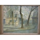 C. Ward (20th Century), View of Place Furstenberg, Paris, oil on canvas, RI Gallery label verso,