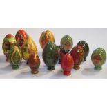 Thirteen various Russian painted eggs