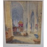 James Holland (1799-1870) 'Cathedral interior', signed, watercolour, 28 x 22cm