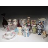 A quantity of misc small china, figures jugs etc