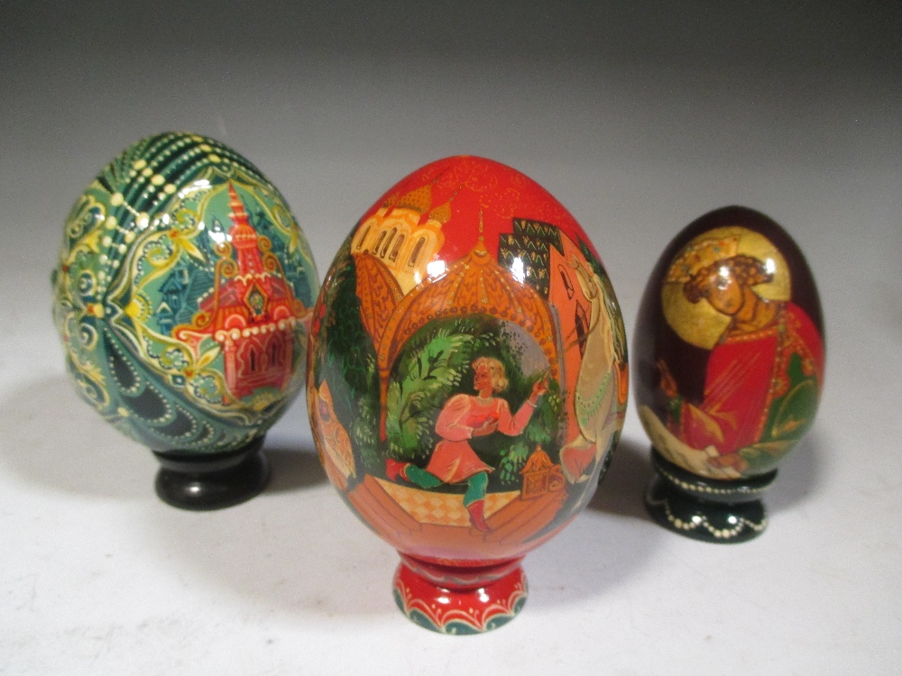 Thirteen various Russian painted eggs