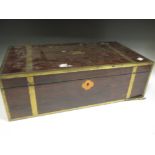 A 19th century brass bound rosewood writing box