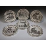 A set of six 19th century French creamware plates by Montereau