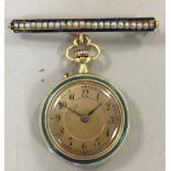 Le Coultre & Cie - a lady's fob watch, the unsigned gilded dial with black Arabic numerals and blued