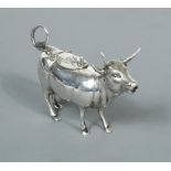 A German semi naturalistic cow creamer, marked to the tail 'IF & Son ltd' for Israel Freeman and