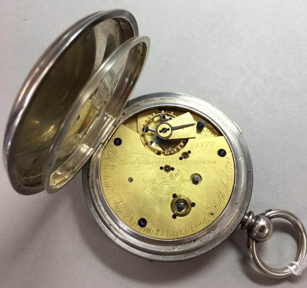 JW Reeley & Sons - A silver open faced chronograph pocket watch, hallmarked Chester 1901, the - Image 2 of 3