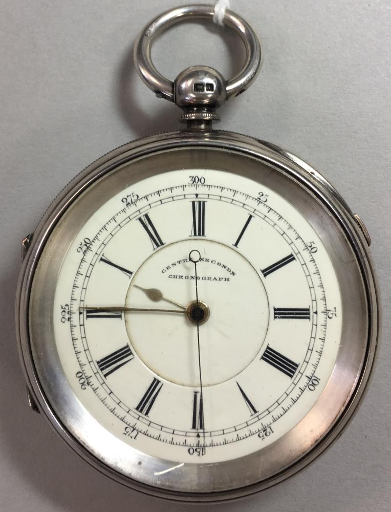 JW Reeley & Sons - A silver open faced chronograph pocket watch, hallmarked Chester 1901, the