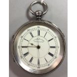 JW Reeley & Sons - A silver open faced chronograph pocket watch, hallmarked Chester 1901, the