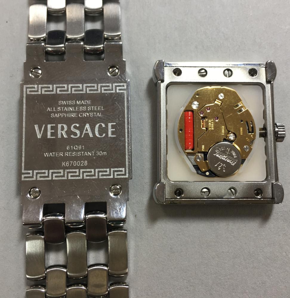 Versace - A lady's 'V' stainless steel wristwatch, the rectangular signed mother of pearl dial - Image 2 of 2