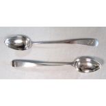 A pair of George III Scottish silver basting spoons, by Robert Gray, Edinburgh 1799, 'Old English'