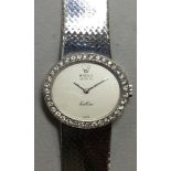 Rolex Cellini - a lady's 18ct gold wristwatch, the signed oval grey dial with silvered hands