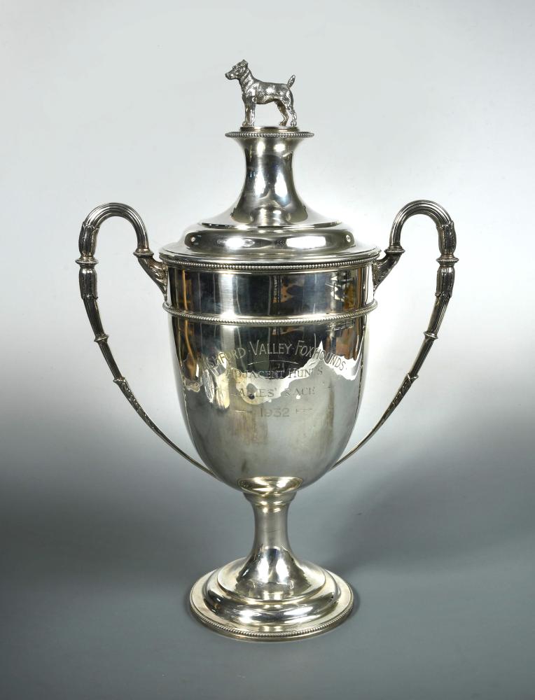 A Victorian silver two handled trophy cup and cover, by HC Freeman & Co, London 1900, of plain urn