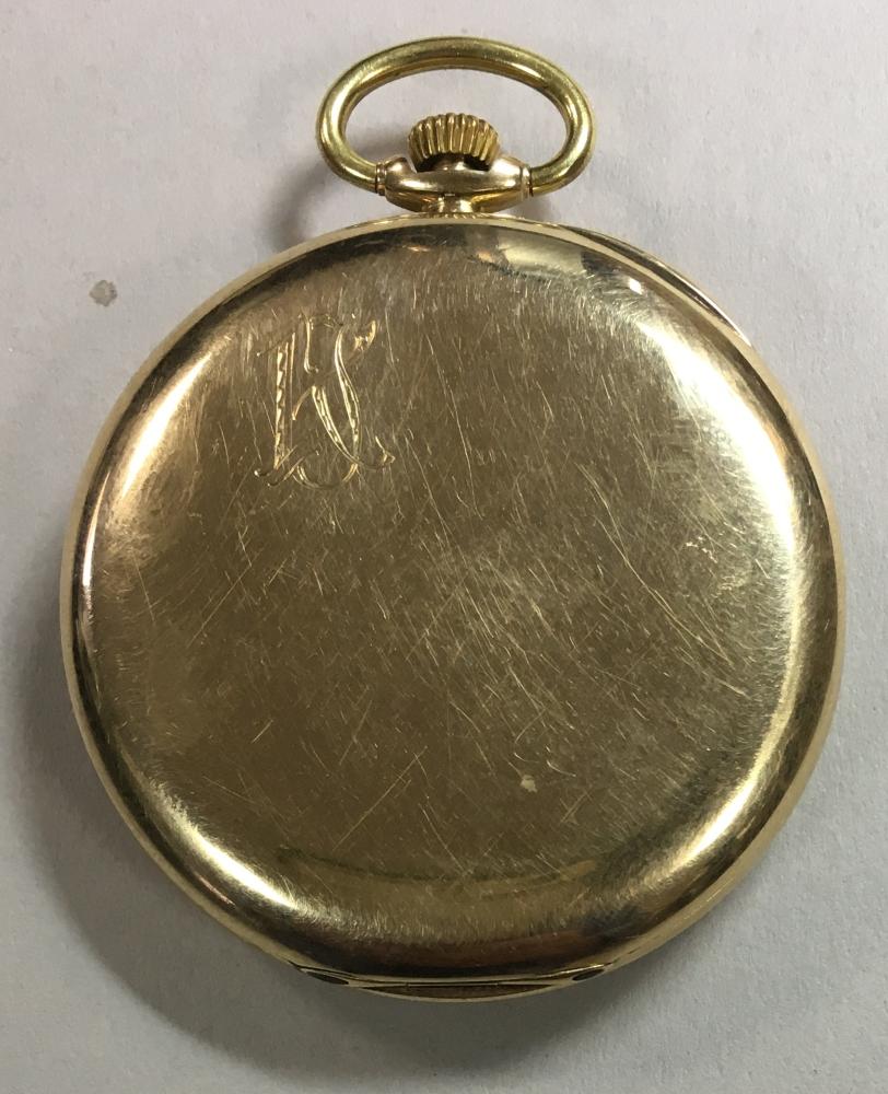 Movado - an open faced dress pocket watch, the signed champagne dial with black Arabic numerals, - Image 2 of 3
