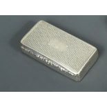 A George IV silver snuffbox, probably by John Tongue, Birmingham 1824, of rectangular form, the body