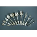 A 65 piece set of Victorian silver flatware, with George V additions, by John Aldwinckle & Thomas