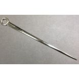 A George III silver game skewer, sponsor mark indistinct, London 1805, with spearpoint blade and