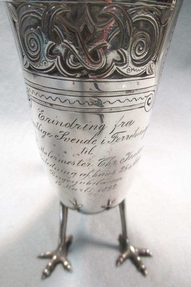 A 19th century Danish silver cornucopia, circa 1883, with the mark of Assay Master Simon Groth, - Image 3 of 6