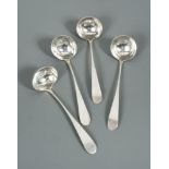 A set of four Georgian Scottish Provincial silver toddy ladles, by Robert Keay I, Perth, circa 1800,