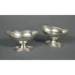 A pair of George III silver salts by Peter and Ann Bateman, London 1792, navette shaped with