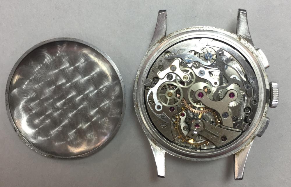 Breitling - A gentleman's 'Datora' chronograph steel watch head, circa 1945, the circular signed - Image 2 of 3