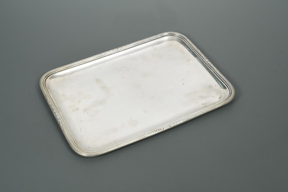 A George V silver dressing table tray made for Cartier, by Maison Puiforcat, with French maker's and