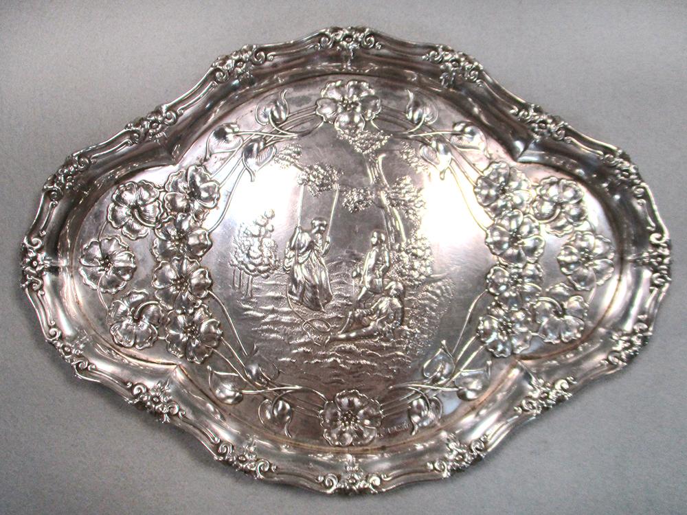 An Edward VII silver dressing table tray, by WJ Myatt & Co, Birmingham 1904, the lozenge shaped - Image 2 of 6
