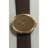 Georg Jensen - an 18ct gold 'Vivianna' wristwatch, the oval signed champagne dial and gold