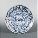 A Ming Wanli period dish, the two central children enclosed by panels of further children