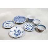 A group of seven small dishes and bowls, Kangxi period and later, a small dish painted with nine