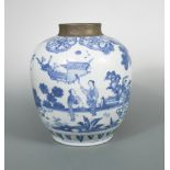 A Kangxi jar with dancing ladies and two musicians, the well potted and finely painted jar with a