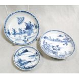 A set of three small dishes and saucer, the first 18th century and painted after a design by